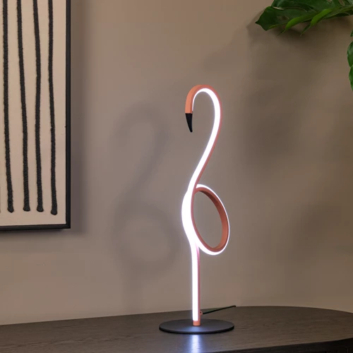 Lucide FLAMINGO - Tafellamp - LED Dimb. - RGB - Roze - sfeer 1